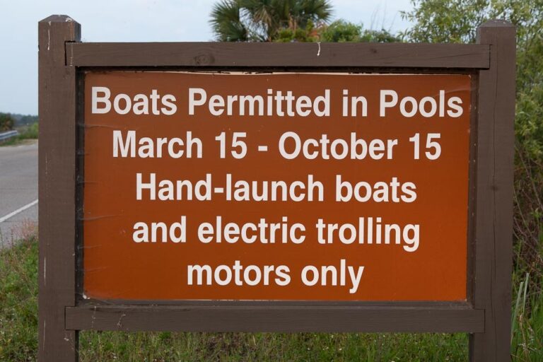 Boat launching sign at East River Pool at the St. Marks Wildlife Refuge