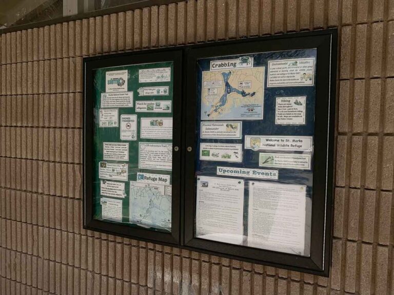 Information Board at the restrooms at the St. Marks Wildlife Refuge
