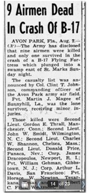 B-17 Crash Site news article