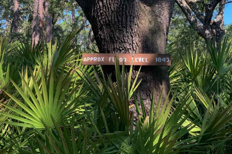 Tower Pond Loop - flood level 1845 sign.